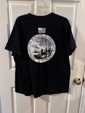 Patriotic Men's Black T-shirt ~ Rebellion to Tyrants is Obedience to God ~ XL